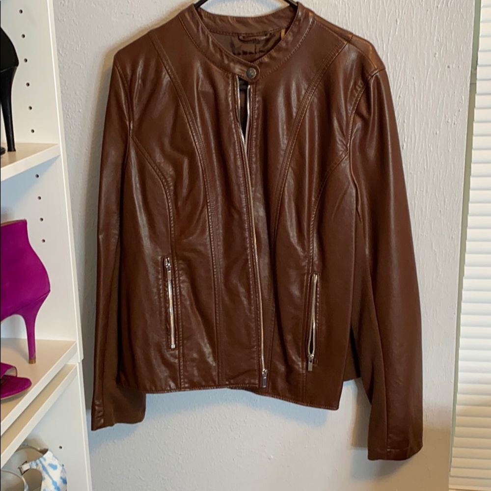 Brown leather jacket